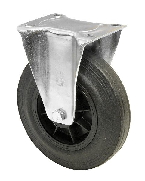 BS rollen transportrol, vaste rol, wielbreedte 50 mm, wiel-Ø 200 mm, draagvermogen 205 kg, zwart rubber, kunststof, rollager, plaat, L410.B45.200