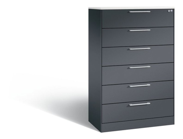 C+P archiefkast Asisto, H1310xB800xD435mm, kleur: zwart-grijs, beugelgreep, 146023-623 S10133