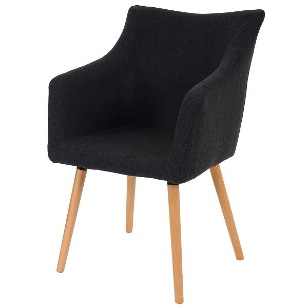 Mendler eetkamerstoel Malmö T382, stoel keukenstoel, retro jaren 50 design, textiel, donkergrijs, 39642