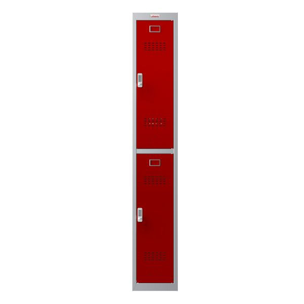 Phoenix PL Series 1 Column 2 Door Personal Locker Grijze behuizing/rode deuren met elektronische sloten, PL1230GRE