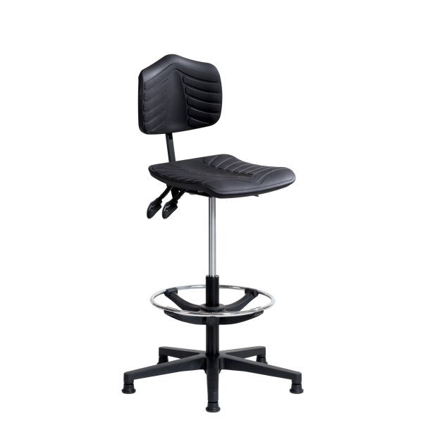SOFAME werkstoel ERGOSOFT 2010 met glijders en voetenring, zithoogte 56-82, met zitdiepteverstelling, polyamide onderstel, W050040025