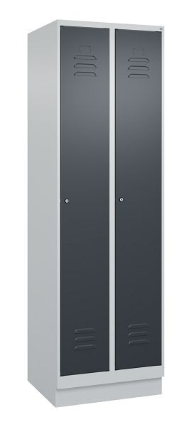 C+P luierkluis Classic PLUS, onderbouw, 2 vakken, 1950x600x500mm, 7035/7016, cilindersloten, 080020-20 S10023