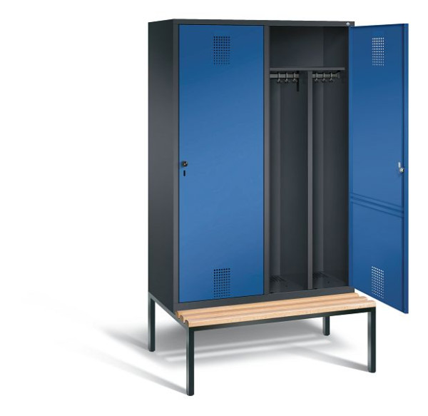 C+P zwart wit locker Evolo, H2090xW1190xD500mm, kleur: zwart grijs / gentiaanblauw, 48250-40 S10042