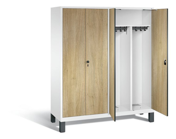 C+P zwart wit kastje Evolo, H1850xB1590xD500mm, kleur: verkeerswit / decor eiken Sereno, 48012-42 S10052