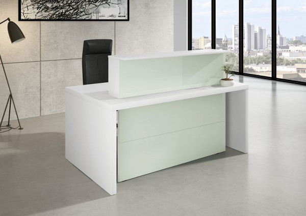 Kerkmann Verona compact toonbank, B 1700 x D 1000 x H 1120 mm, wit/glas, 20353510