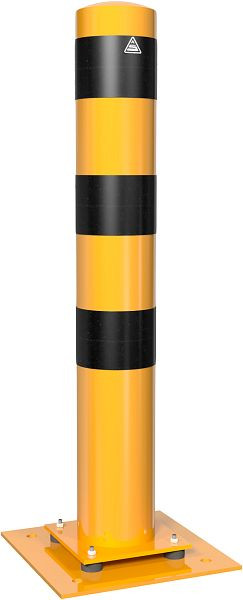 Schake elastische stalen buispaal Ø 152 x 3,2 mm voor deuvels geel/zwart, thermisch verzinkt en geel gecoat met drie zwarte strepen, 40153NPBG