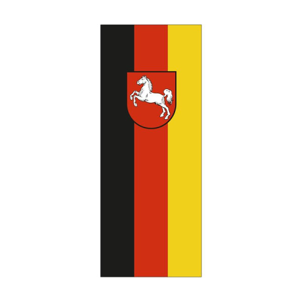 Stein HGS HGS deelstaatvlag van Nedersaksen, 300 x 120 cm (staand formaat), met kunststof karabijnhaak, FlagTop 110 g/m², voor vlaggenmasten 7 m, zonder ajoursteek, 26430