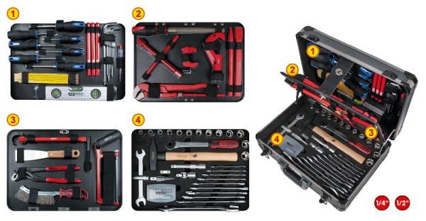 KS Tools 1/4"+1/2" loodgieterskoffer, 95-delig, 911.0695