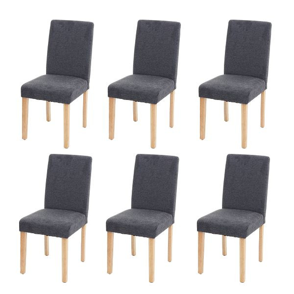 Mendler set van 6 eetkamerstoelen, keukenstoelen, Littau, textiel, antracietgrijs, lichte poten, 3x74548