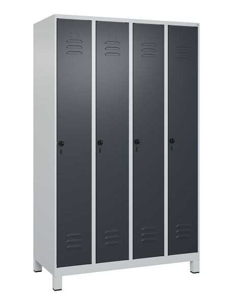 C+P luierkluis Classic PLUS met middenwand, voeten, 4 vakken, 1950x1200x500mm, 7035/7016, veiligheidsdraaigrendel, 080010-40F S10008