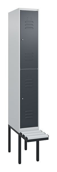 C+P dubbeldekskast Classic PLUS, 2120x300x815mm, 7035/7016, cilindersloten, met basisframe en zwevende zitting, 0803407-10 S10023