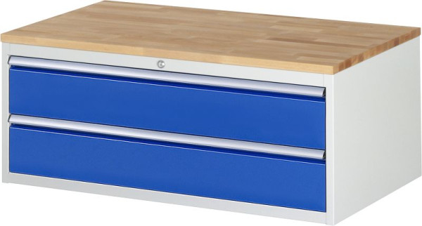 RAU ladekast serie 7000, B1145xD650xH465mm, laden: 2xH180mm met individuele uittrekvergrendeling, massief beukenhouten blad, 03-XXL2.0A-B.11