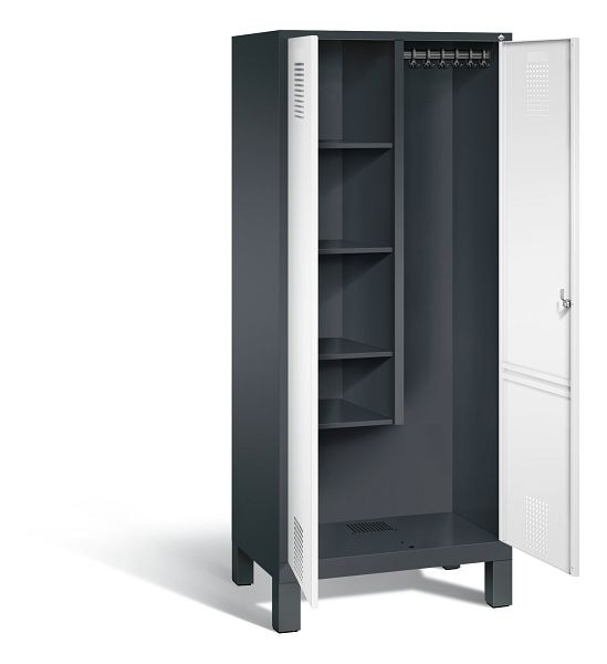 C+P reinigingsmiddelenkast Evolo, H1850xW810xD500mm, kleur: zwartgrijs / verkeerswit, 48110-02 S10093