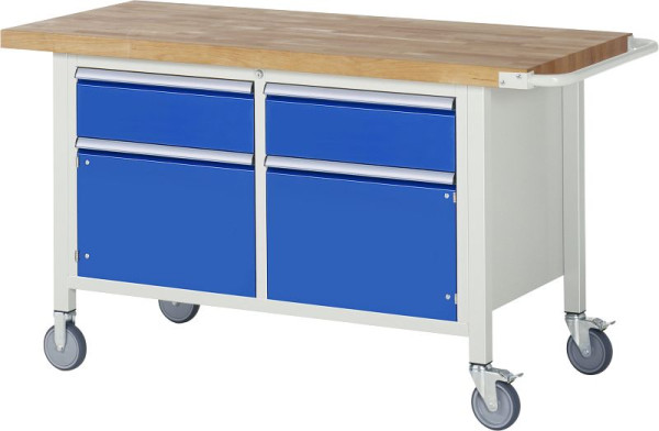 RAU verrijdbare werkbank serie 8000, 2 x laden, 2 x deuren, 1500x880x700 mm, 05-8466A2-157B4S.11