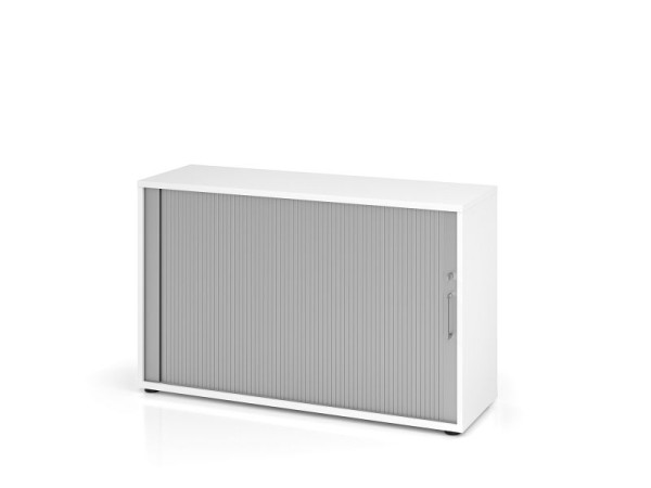 Hammerbacher rolluikkast 1732S BS, 2 OH, romp: wit / rolluik: zilver, 120 x 40 x 74,8 cm (BxDxH), V1732S/W/S/BS