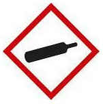 DENIOS GHS 04 bord, symbool "gasfles", folie, zelfklevend, 21 x 21 mm, verpakking: 5 vellen à 35 stuks, 193039