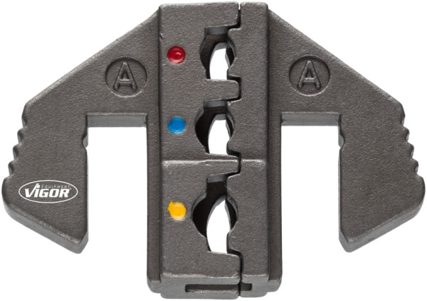 VIGOR krimpinzet A: voor geïsoleerde kabelschoenen van 0,5 - 6,0 mm2 (rood, blauw, geel), V2499-A
