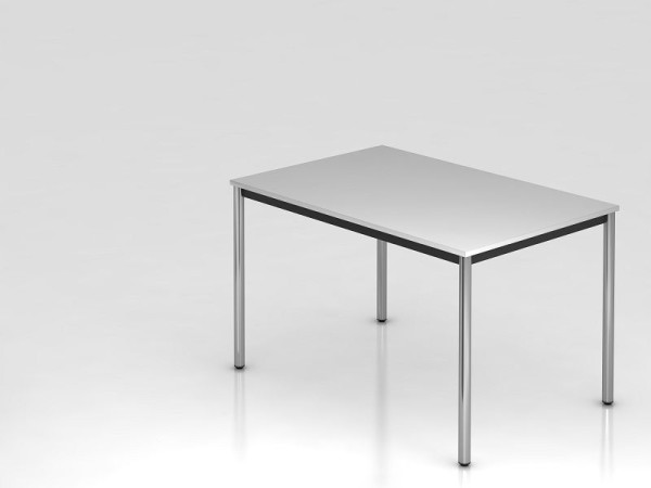 Hammerbacher vergadertafel rond onderstel 120x80 grijs/chroom, rechthoekige vorm, VDR12/5/C