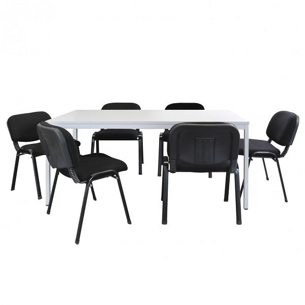ADB set stalen buistafel L160 cm + 6 bureaustoelen, 78500