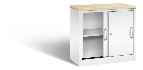 C+P dressoir met schuifdeuren Acurado, H720xB800xD400mm, kleur: verkeerswit, beugelgreep, 2 niveaus, 5722-00 S10433