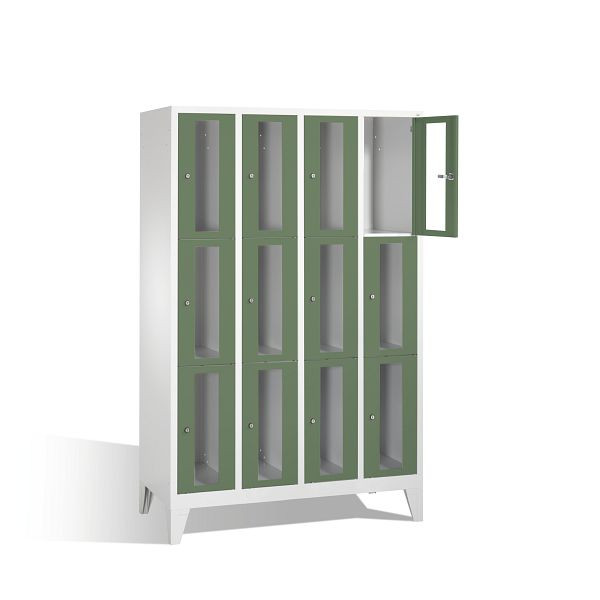 C+P lockerkast Classic, H1850xB1190xD500mm, kleur: lichtgrijs / reseda groen, 8010A403 S10003