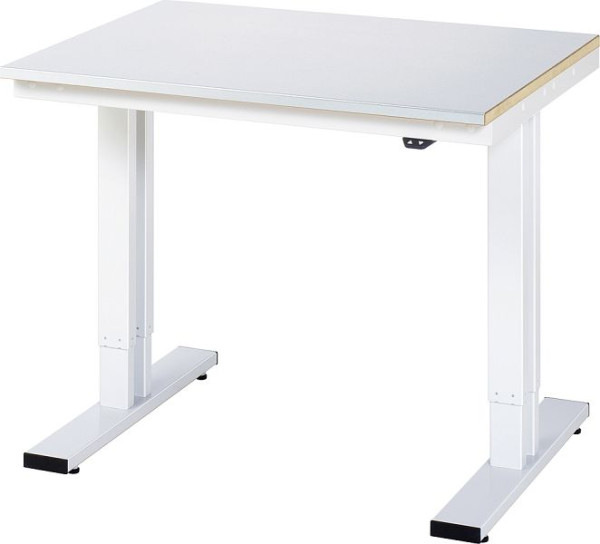 RAU werktafel serie adlatus 300 (elektrisch in hoogte verstelbaar), werkblad met plaatstalen bekleding, 1000x720-1120x800 mm, 08-WT-100-080-S