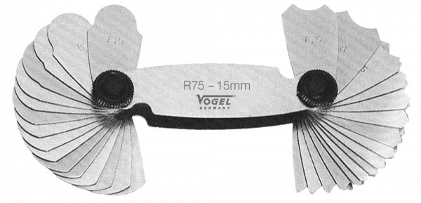 Vogel Germany radius stencil, zacht staal, 7,5 - 15,0 mm, 32 vellen, 472106