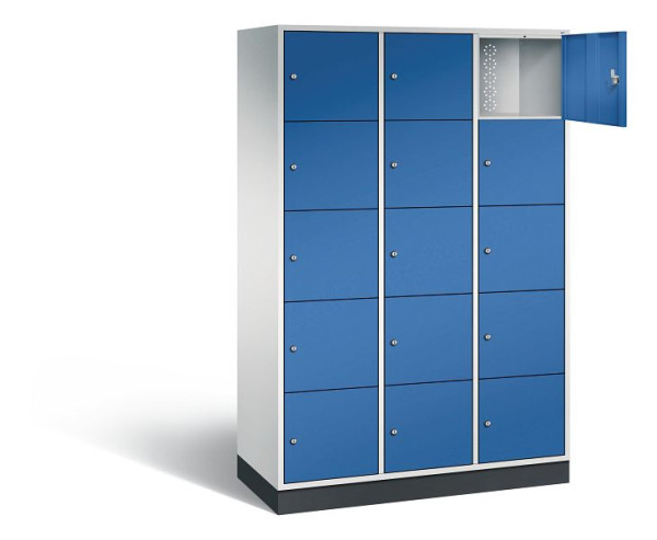 C+P XL lockerkast Intro, H1950xW1220xD490mm, kleur: lichtgrijs / gentiaanblauw, 8570-302 S10017