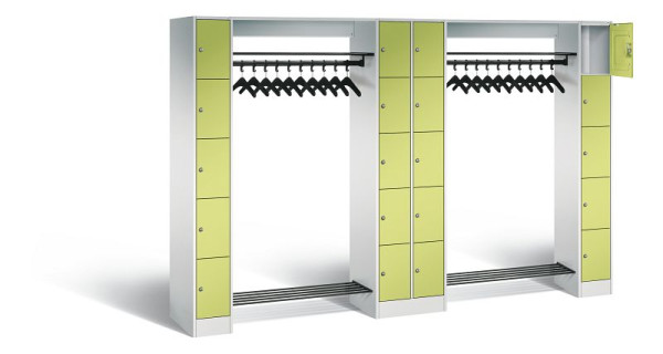 C+P open garderobe serie 8070, H1950xW2840xD480mm, kleur: lichtgrijs / virid groen, 80730-20 S10046