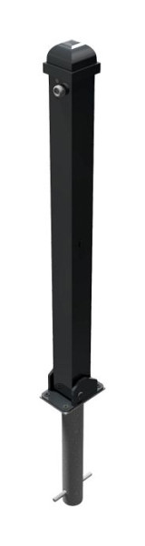 Schake stijl tuinpaal stalen buis 70 x 70 mm serie 473B, opklapbaar, zelfvergrendelend slot voor in beton zetten, profielcilinderslot, 473UZHB