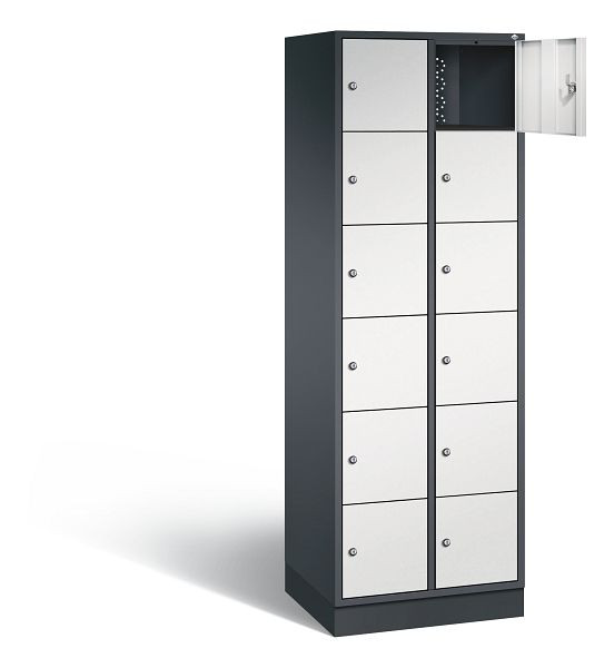 C+P lockerkast Intro, H1950xW620xD490mm, kleur: zwartgrijs/lichtgrijs, 8670-201 S10105
