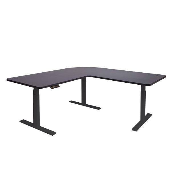 Mendler hoekbureau HWC-D40, computerbureau, elektrisch in hoogte verstelbaar 178x178cm 84kg, zwart, zwart, 62776+62773