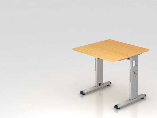 Hammerbacher bureau C-poot 80x80cm beuken/zilver, werkhoogte 65-85 cm, VOS08/6/S