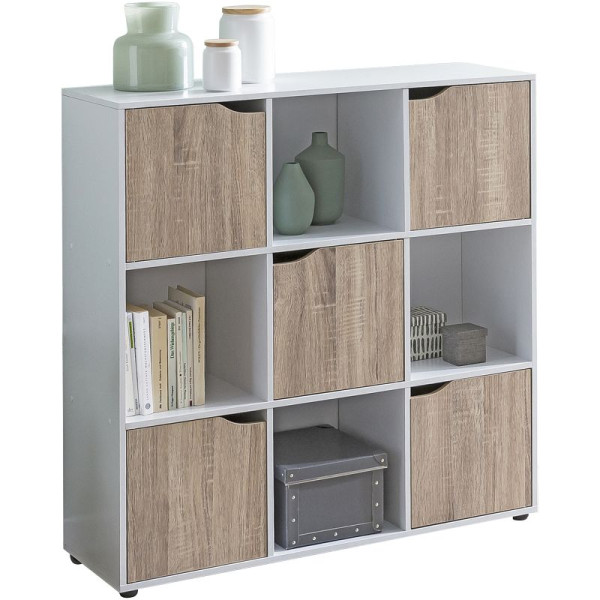 Wohnling dressoir SAMO 89 x 91 x 29 cm boekenkast met 9 vakken & 5 deuren Sonoma, WL5.526