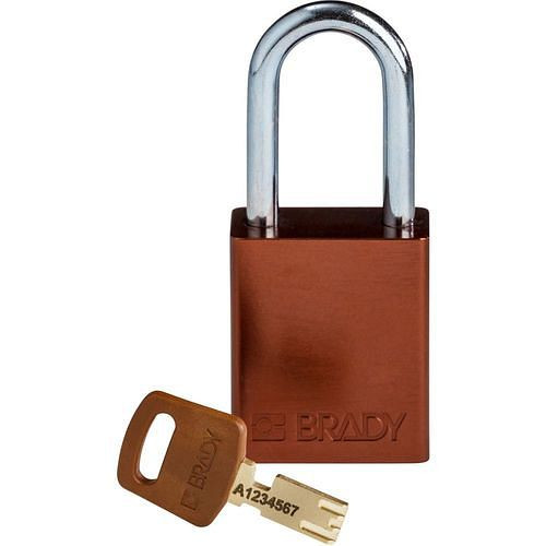 Brady hangslot SafeKey, aluminium, beugelhoogte 38,10 mm, bruin, 312027