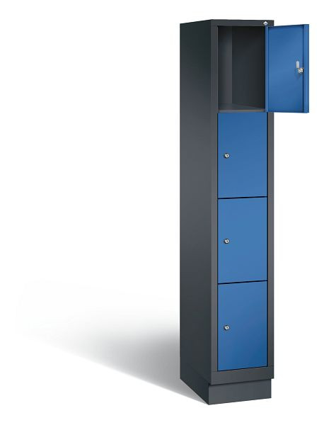 C+P lockerkast Evolo, H1800xB320xD500mm, kleur: zwartgrijs / gentiaanblauw, 48020-104 S10004