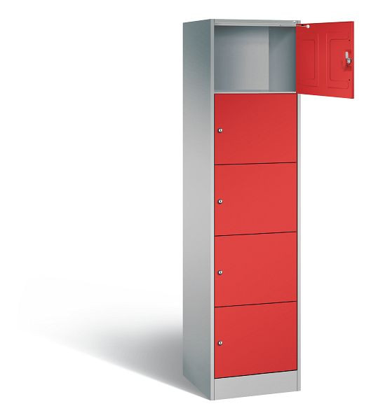 C+P lockerkast serie 8070, H1950xB460xD480mm, kleur: wit aluminium / vuurrood, 82700-10 S10383