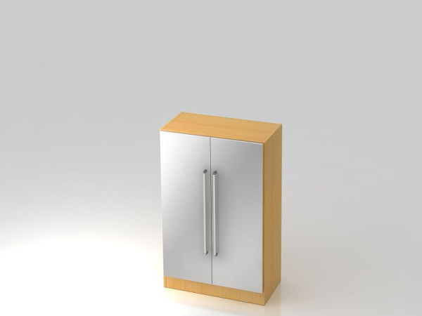 Hammerbacher kast 3OH met onderplaat chroomgreep beuken/zilver, 80x42x127 cm (BxDxH), V7550/6/S/CE