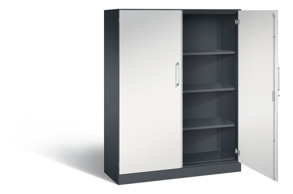 C+P vleugeldeurkast Asisto, H1635xB1200xD435mm, kleur: zwartgrijs/lichtgrijs, beugelgreep, 4 niveaus, 141011-000 S10065