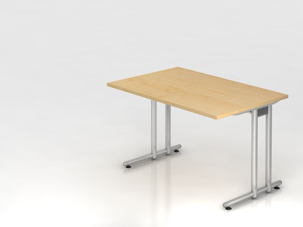 Hammerbacher bureau C-poot 120x80cm esdoorn/zilver, werkhoogte 72 cm, VNS12/3/S