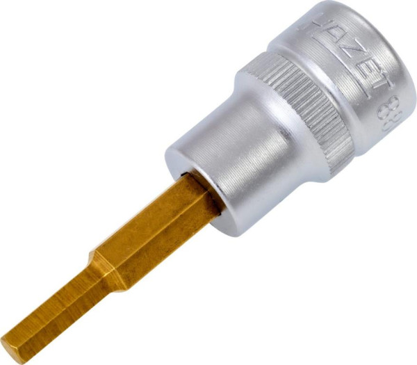 Hazet schroevendraaierdop, hol vierkant 10 mm, binnenzeskant profiel, 4 mm, korte uitvoering met karteling, 8801-4