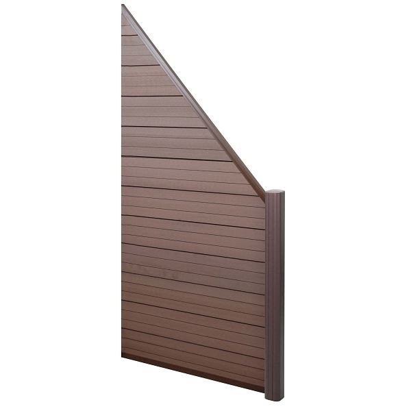 Mendler WPC inkijkscherm Sarthe, windscherm, aluminium paal, aanbouwelement schuin rechts, 0,95m bruin, 57988