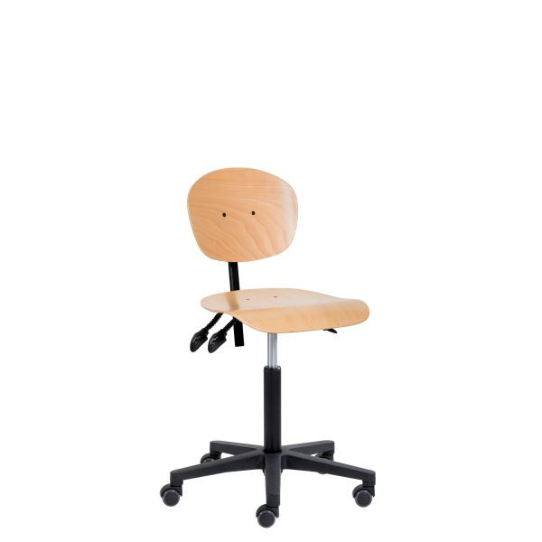 SOFAME werkstoel NATUR met wielen, zithoogte 46-66, polyamide onderstel, W050050018