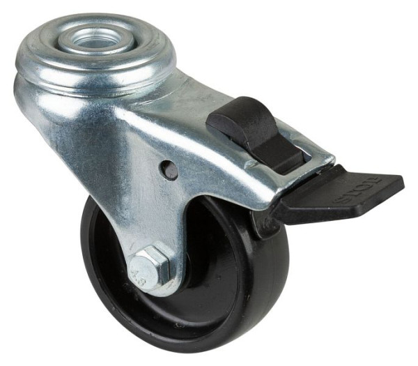 BS-rollen apparaatrol met rem, breedte 18 mm, Ø50 mm, tot 50 kg, loopvlak zwart kunststof, glijlager, VE 8 stuks, A321.A90.050