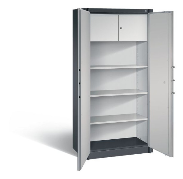 C+P brandwerende kast Certos, H1950xW930xD500mm, kleur: zwart grijs/wit aluminium, dagschoot, 4 OH, 1170-100 S10063