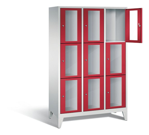 C+P lockerkast Classic, H1850xB1200xD500mm, kleur: lichtgrijs / vuurrood, 8010A323 S10020