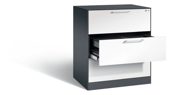 C+P hangarchiefkast Asisto, H1010xB800xD600mm, kleur: zwartgrijs/verkeerswit, beugelgreep, 146243-312 S10243