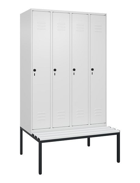 C+P luierkastje Classic PLUS met middenwand, bank, 4 vakken, 2120x1200x815mm, 9016/9016, draaibare sluiting, 0800507-40F S10044