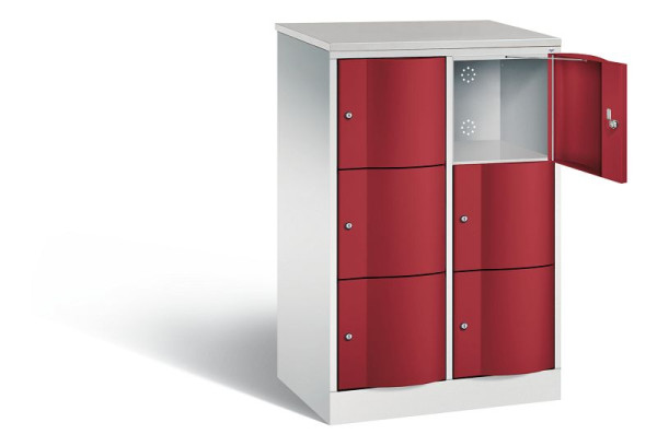 C+P lockerkast Resisto, H1255xW772xD540mm, kleur: lichtgrijs/robijnrood, 8573-272 S10428