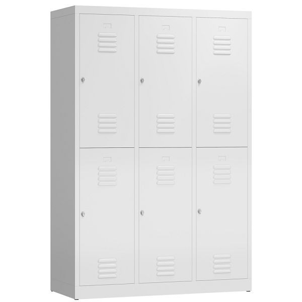 Lüllmann ClassiX kledingkast, 3 vakken, dubbeldekker, 1800 x 1185 x 500 mm, signaalwit, X-523237